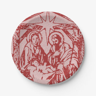 Plato De Papel rojo bonito de la natividad