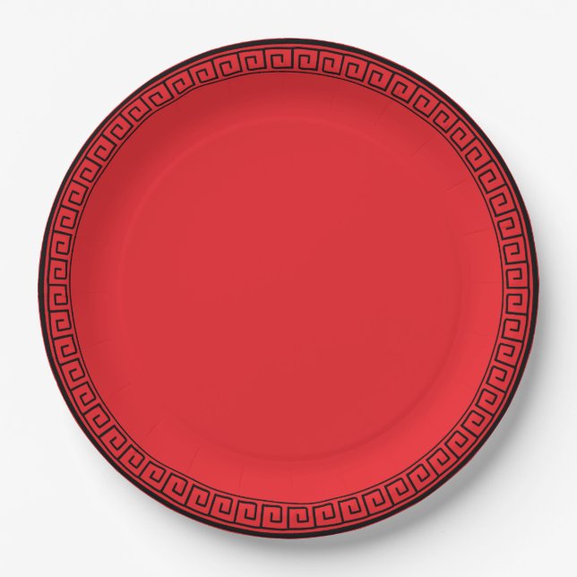 Plato De Papel Rojo con borde negro (Anverso)