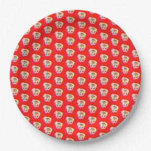 Plato De Papel Rojo con pequeños diseños artísticos
