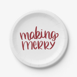 Plato de papel rojo de Navidad Making Merry