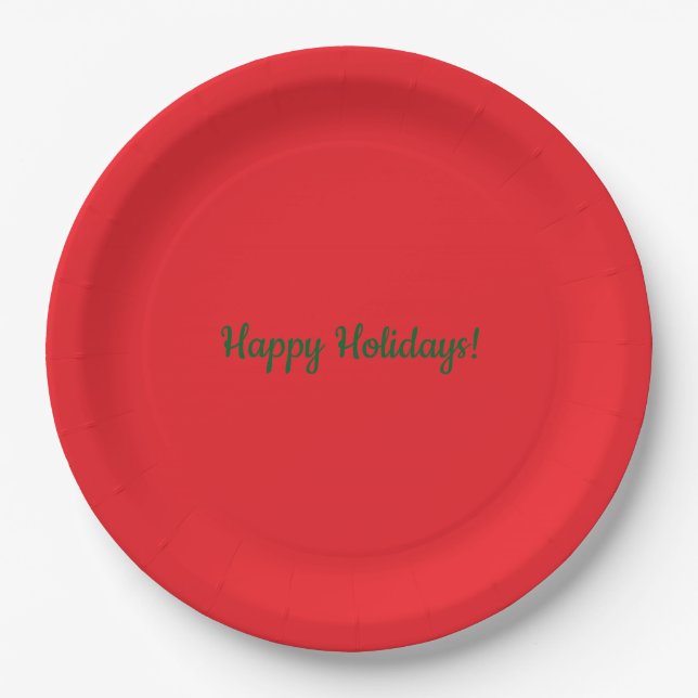 Plato De Papel Rojo de Navidad y Verde de Fiesta (Anverso)