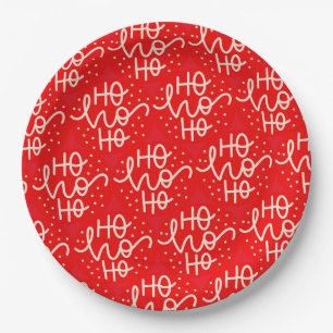 Plato De Papel Rojo Festivo Ho Ho Ho Navidad Vacaciones