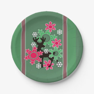 Plato De Papel Rojo, festivo, Navidades, Navidades venados, copo 