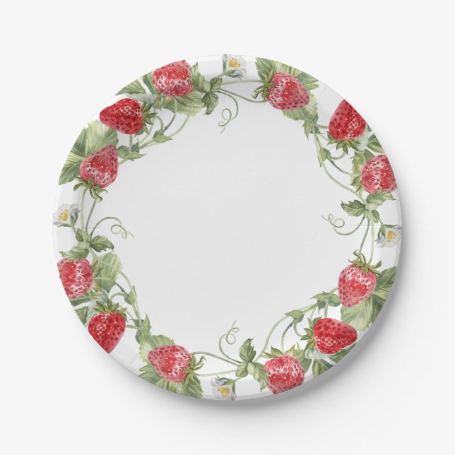 Plato De Papel Rojo Fresa (Anverso)