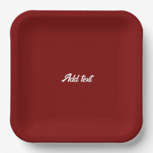 Plato De Papel Rojo oscuro, color sólido marrón, texto blanco,