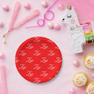 Plato De Papel Rojo Personalizado