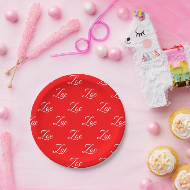 Plato De Papel Rojo Personalizado (Fiesta)