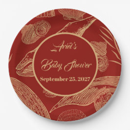 Plato De Papel Rojo vintage de ballena náutica