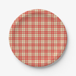 Plato De Papel Rojo y blanco