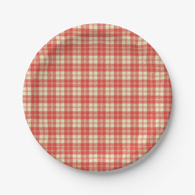 Plato De Papel Rojo y blanco (Anverso)