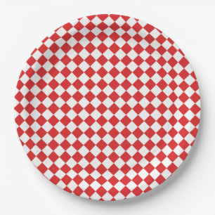 Plato De Papel Rojo y blanco