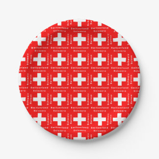 Plato De Papel Rojo y blanco suizos de la bandera de Suiza