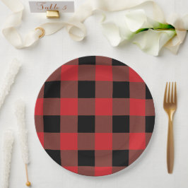 Plato De Papel Rojo y negro