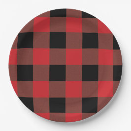 Plato De Papel Rojo y negro