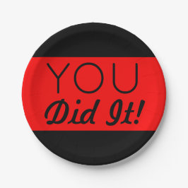 Plato De Papel Rojo y negro lo hiciste graduado