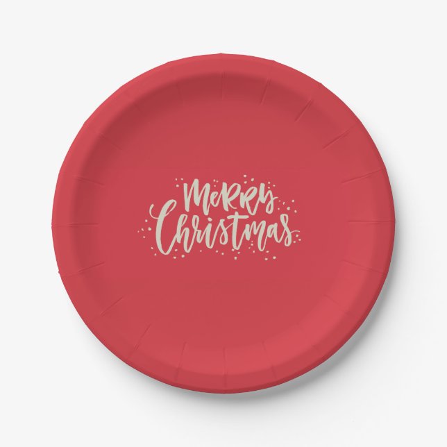 Plato De Papel Rojo y placas de papel de las Felices Navidad del (Anverso)