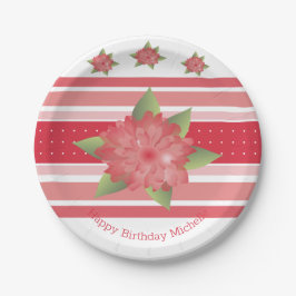 Plato De Papel Rojo Y Rosa