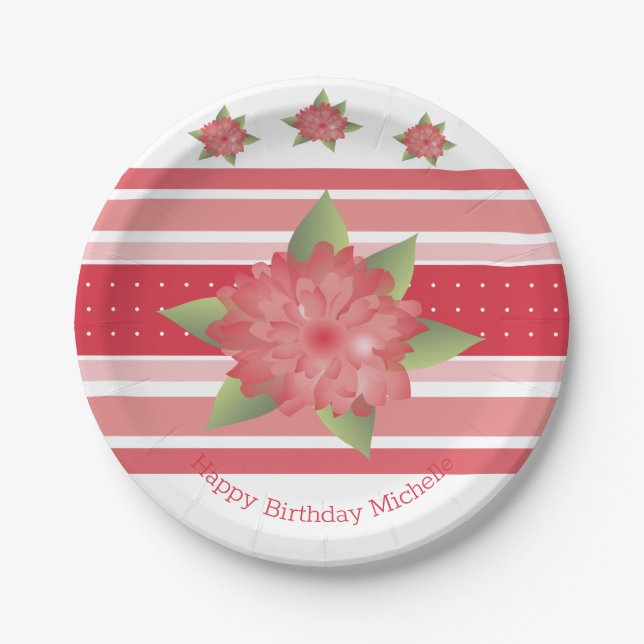 Plato De Papel Rojo Y Rosa (Anverso)