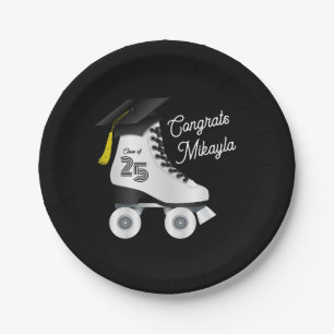 Plato De Papel Roller Skate Graduate Party Skyline Rink Black