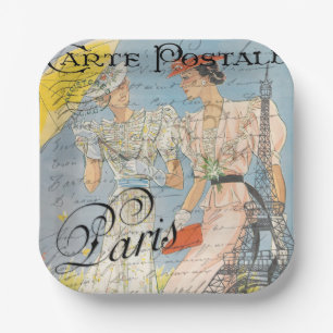 Plato De Papel Romance de la Torre Eiffel, Sueños Vintage Parisin