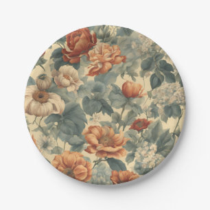 Plato De Papel Romance retro: Diseños de flores antiguas