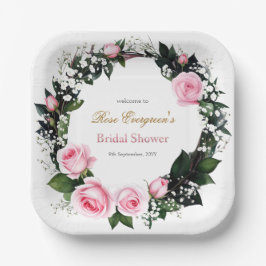 Plato De Papel Romance ruborizante: ducha de novia rosa