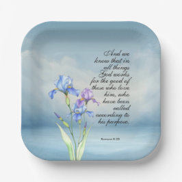 Plato De Papel Romanos 8:28 Acuarela de Iris