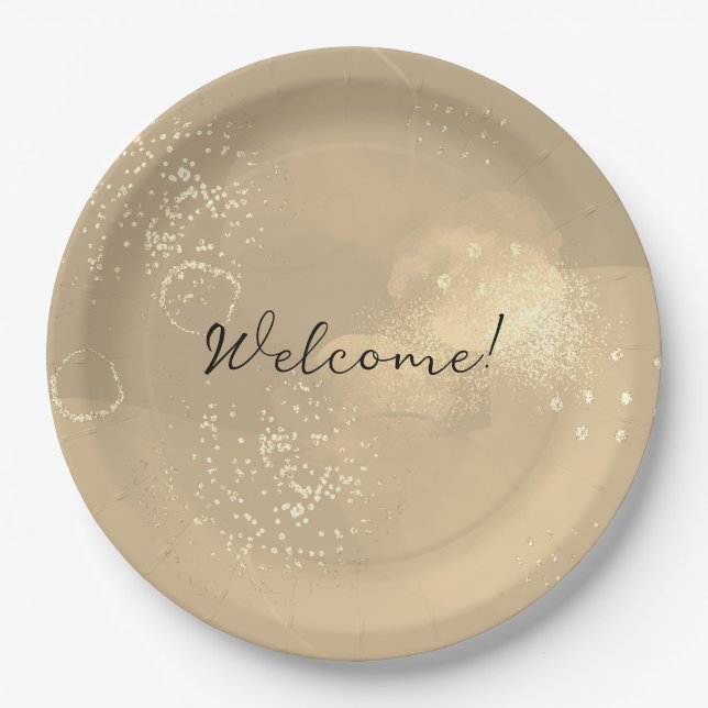 Plato De Papel Romantic glitter gold art (Anverso)