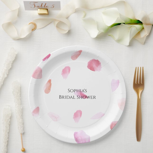 Plato De Papel Romantic Pink Peach Rose Petals Bridal Shower (Boda)