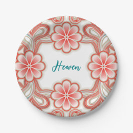 Plato De Papel Romantic plate with vintage red flowers