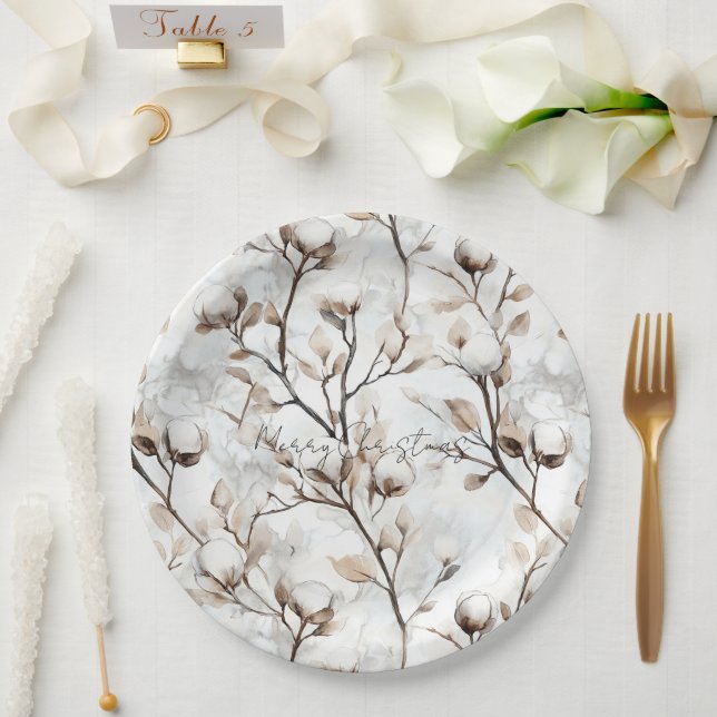 Plato De Papel Romantic Pretty White Flowering Tree Wedding (Boda)