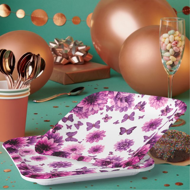 Plato De Papel Romantic Rosy Floral (Multi)