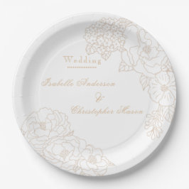 Plato De Papel Romantic Wedding Peonies Ivory White 
