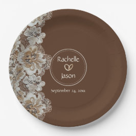 Plato De Papel Romántico cuero y encaje rústico occidental