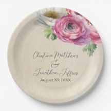 Romántico Rústico Ranunculus Rosa y Blanco