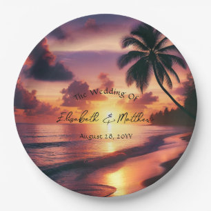 Plato De Papel Romántico Sunset Beach Wedding