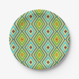 Plato De Papel Rombo Diamante Verde Azul Geométrico 