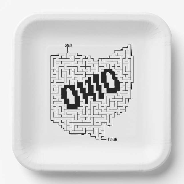 Plato De Papel Rompecabezas de Ohio Maze (Anverso)