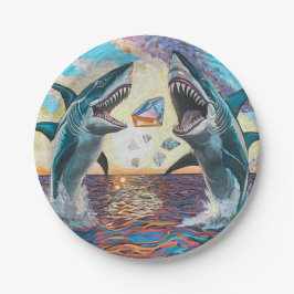 Plato De Papel Rompiendo el Glamour Chomp-Shark por joyas brillan