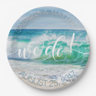 Plato De Papel Rompiendo olas, hacemos tablas de bodas de playa