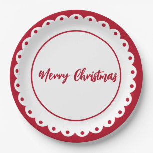 Plato De Papel Ronda clásica de Navidades personalizados