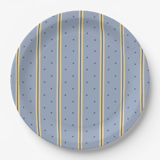 Plato De Papel Ronda de franja de arena azul (Anverso)