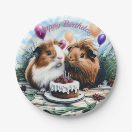 Plato De Papel Ronda de la fiesta de cumpleaños del cerdo de Guin