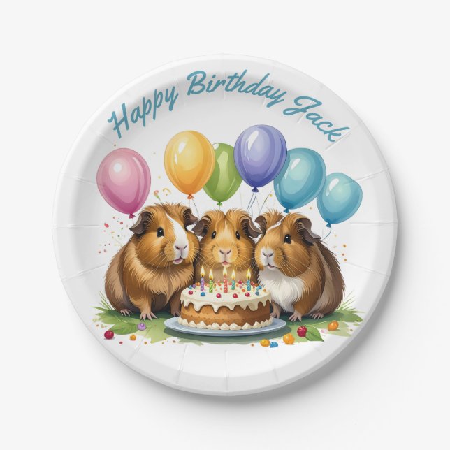 Plato De Papel Ronda de la fiesta de cumpleaños del cerdo de Guin (Anverso)