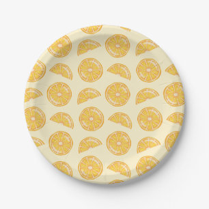 Plato De Papel Rondajas de frutas cítricas naranjas Patrón ilustr