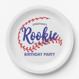 Plato De Papel Rookie of the Year 1st Bday Baseball