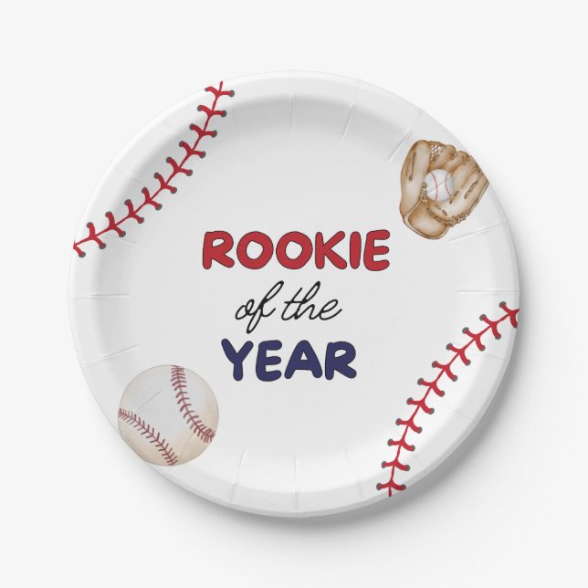Plato De Papel Rookie Of The Year Baseball Design Birthday Party  (Anverso)