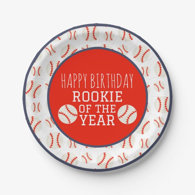 Plato De Papel Rookie of the Year Baseball Paper Plate (Anverso)