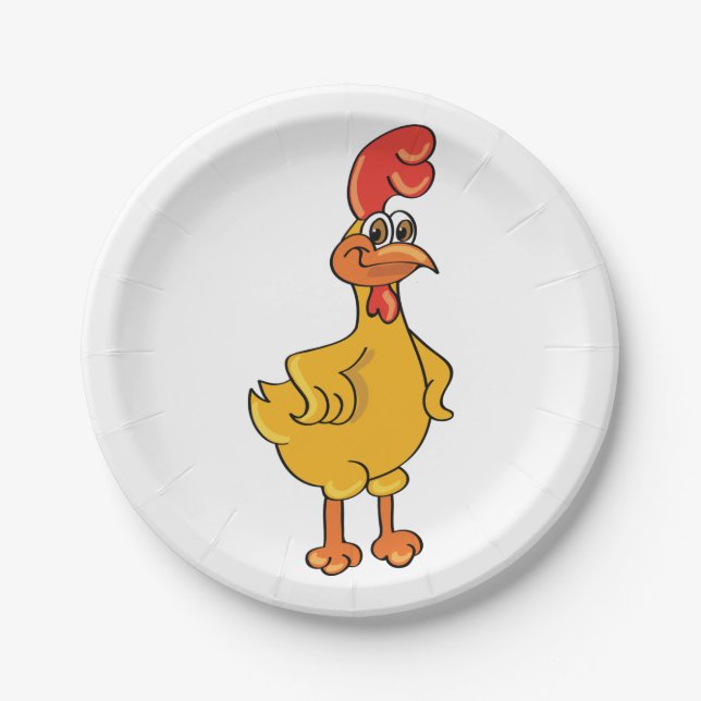 Plato De Papel Rooster Pose (Anverso)