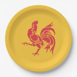 Plato De Papel Rooster Rojo (Bandera de Valonia)